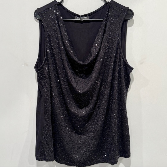 Jones New York Black Sequin Sleeveless Drape Top NWT - Picture 2 of 10
